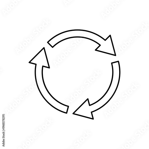 Three black outlined curved arrows forming a clockwise circular cycle.