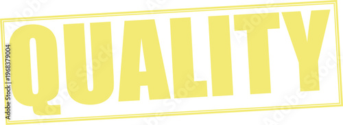 Bright yellow quality assurance badge or stamp design for business and product excellence standards isolated on transparent background