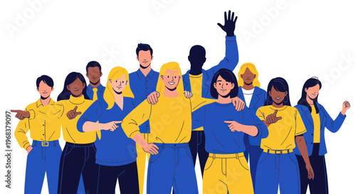 Diverse Group of Happy Workers Together.