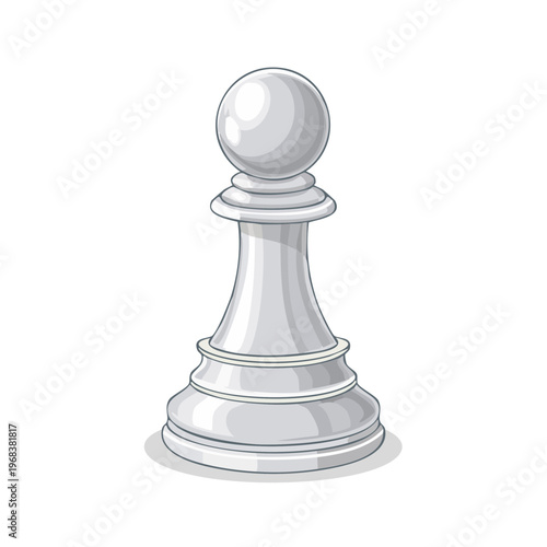 Classic white chess pawn piece isolated on a white background conceptual representation of strategy