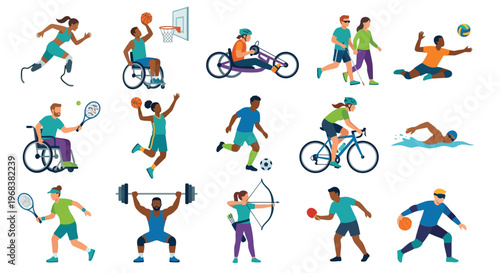 Diverse athletes participating in various para sports and physical activities