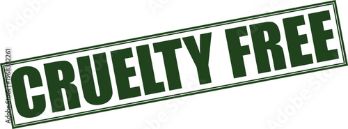 Green cruelty free stamp banner with bold white text for ethical vegan and animal rights campaigns