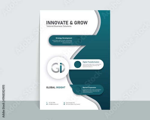 Blue Modern Corporate Flyer Template Professional Business Marketing A4 Design