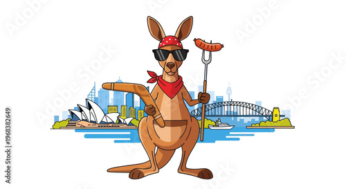 Kangaroo Wearing Red Bandana Costume.