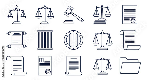 law legal documents and scales icons.