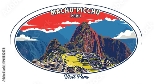 Machu Picchu Travel Tourism Logo Peru.