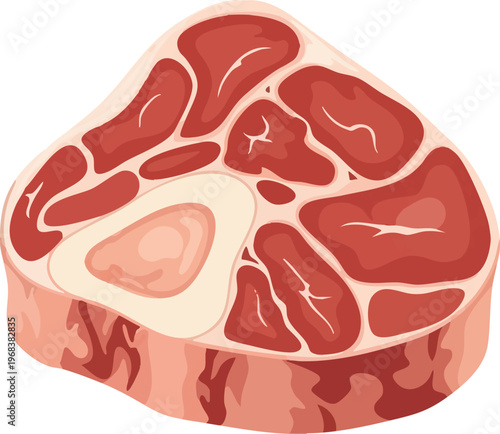 Fresh Raw Beef Shank Slice with Bone Marrow.