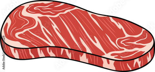 Raw Beef Steak Illustration with Marbling.