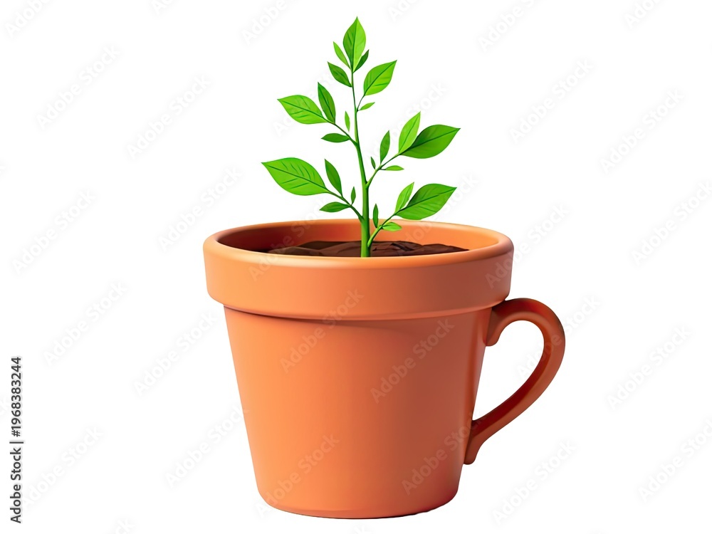 Obraz premium A small potted plant with a new green sprout growing out of it