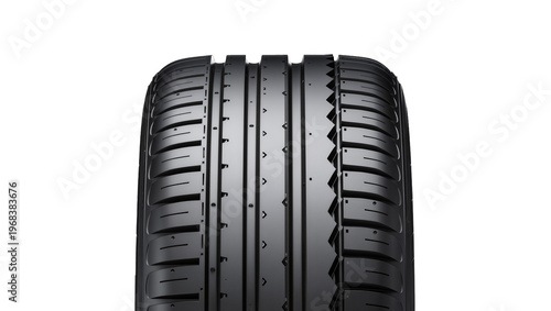 Cuadro en lienzo Modern black car tire tread pattern with deep grooves and angular directional de