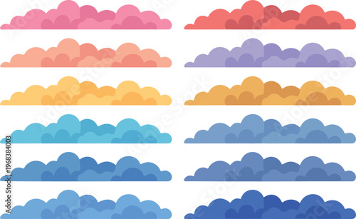 Seamless cartoon cloud vector pattern illustration with blue sky, weather symbols, and nature-inspired decorative design elements