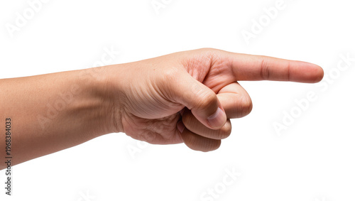 Canvas Print Human hand pointing directly forward with index finger extended conveying direct