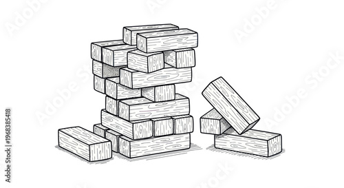 Stack of bricks falling down.