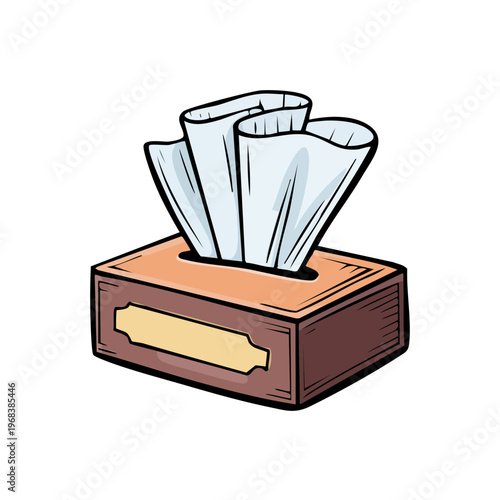 Illustration of a tissue box with tissues emerging from the top