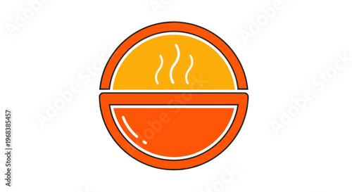 Steaming bowl of food icon graphic.