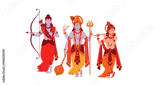 Hindu gods Rama Lakshmana Bharata.