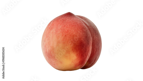 Photos Ripe juicy peach with fuzzy skin and vibrant orange-red hues, isolated on transp