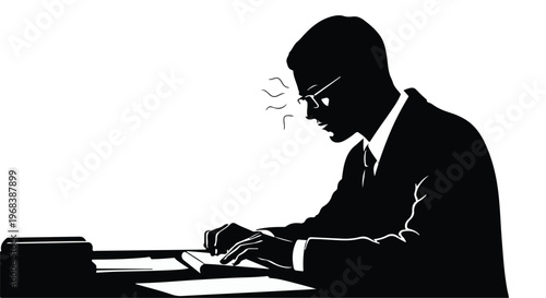 businessman working late at office desk