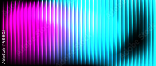 abstract vibrant vertical stripes of light. Neon ripple glass gradient in magenta, ember orange on deep midnight. Sharp ribbed distortion cover template