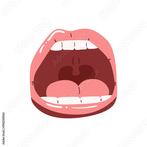 Open Human Mouth Illustration with Teeth and Tongue