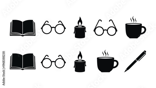 Minimalist arrangement of study items in a black silhouette