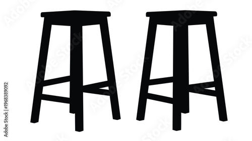 Two dark stools against a white background a striking silhouette