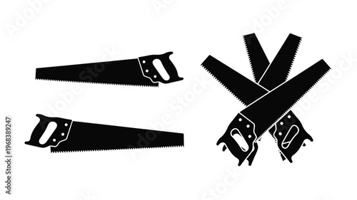 Black saws displayed in a simple contrasting silhouette