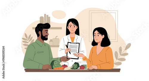 Nutritionist Consults Couple About Healthy Eating Plan.
