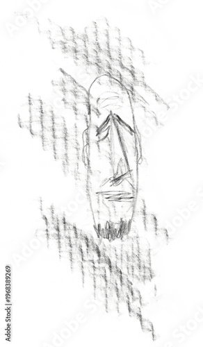 Dessin du visage d'un homme souffrant de dépression et d'anxiété. Maladie mentale.