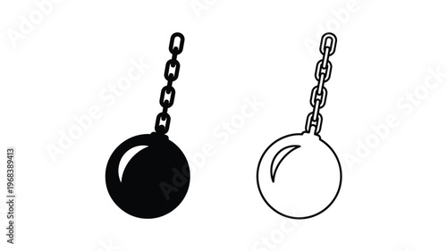 Two chain and ball images one dark one light a striking silhouette