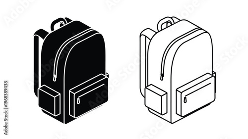 Two backpacks one dark and one light in a minimalist silhouette