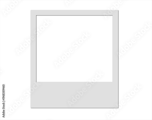 Blank Polaroid Photo Frame Isolated on White Background Minimal Instant Film Template