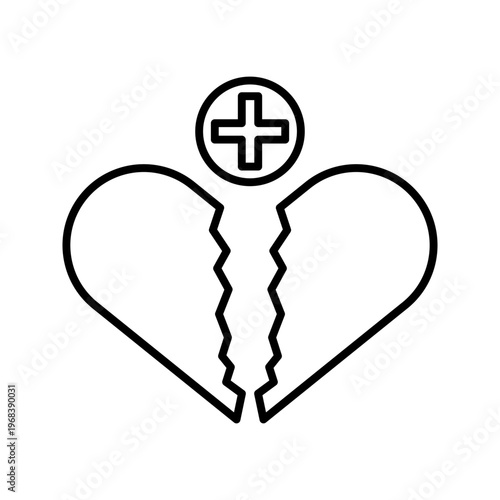 hacked heart icon vector graphics