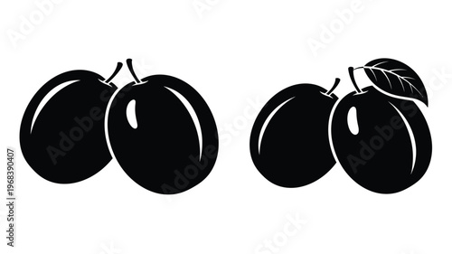 Black silhouettes of apples with leaves a simple fruit illustration silhouette