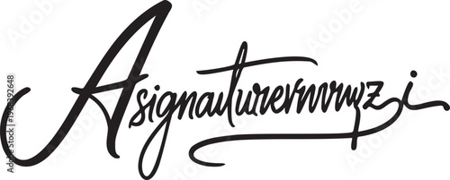 Handwritten signature an a stylized cursive font for document.
