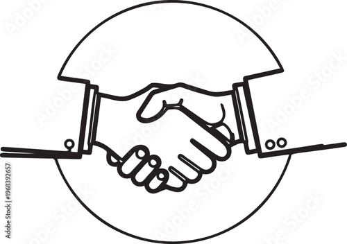 Handshake of two business people in circle, agreement and trust.