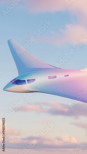Aerospace aircraft flying in the sky with a colorful gradient concept art travel and transportation