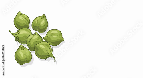 Fresh green chickpeas, healthy plant based ingredient for nutritious meals, offering vibrant color and protein rich goodness, perfect addition to various culinary creations.