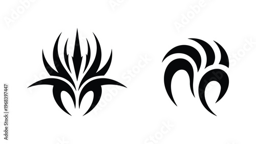 Tribal tattoo design elements abstract black shapes for decoration.