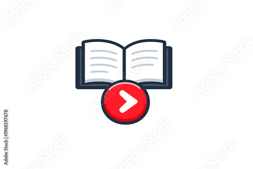 Online Learning Concept with Open Book and Play Button Video Education Icon