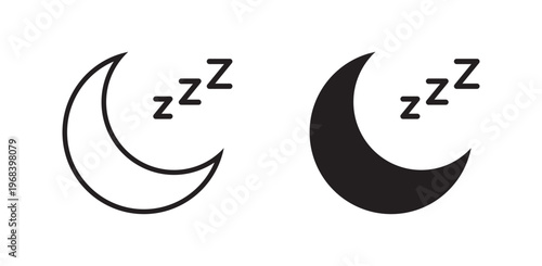 Crescent Moon with Zzz Sleep Icon for Night, Dream and Calm Relaxation