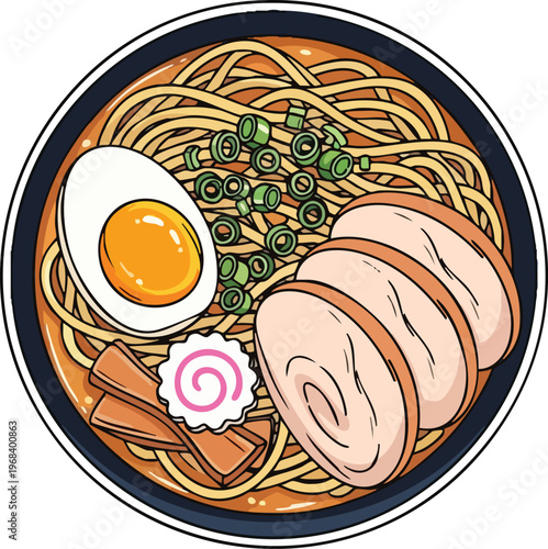 Delicious Bowl of Ramen Noodles with Toppings.