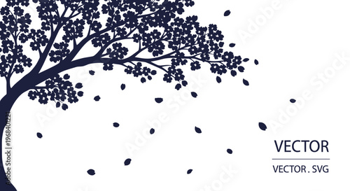 Tree with falling leaves vector graphic.