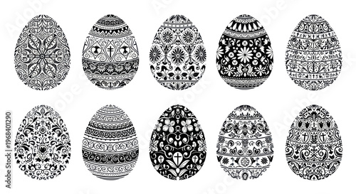 Decorative Easter Eggs in Patterns.
