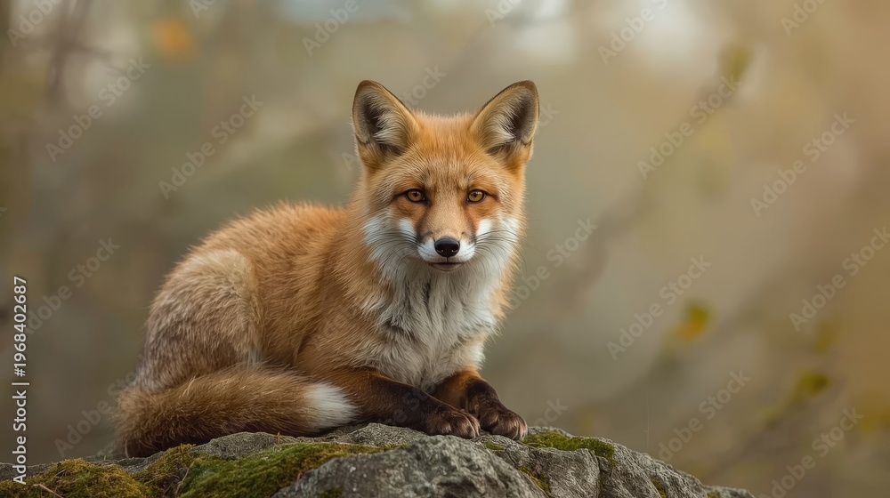 Obraz premium Red Fox Sitting Portrait Cute Wildlife Animal Background