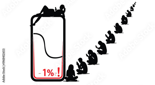 People climbing a giant mobile phone screen