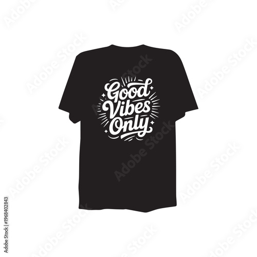 Minimal Vintage T-Shirt Design  Good Vibes Only Retro Hand Lettering
