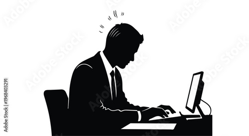 frustrated businessman working on computer