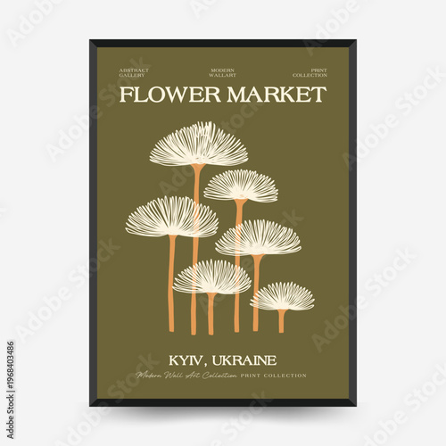 Retro Flower Market Kyiv Botanical Mid Century Poster