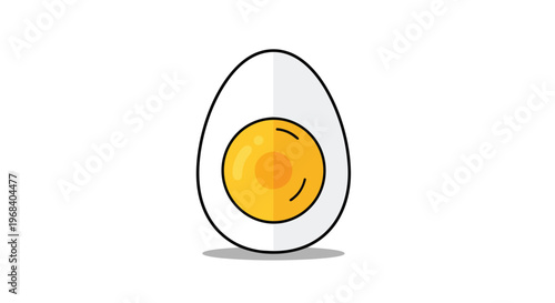 A simple, stylized illustration of a halved boiled egg with a vibrant yellow yolk against a clean white background.